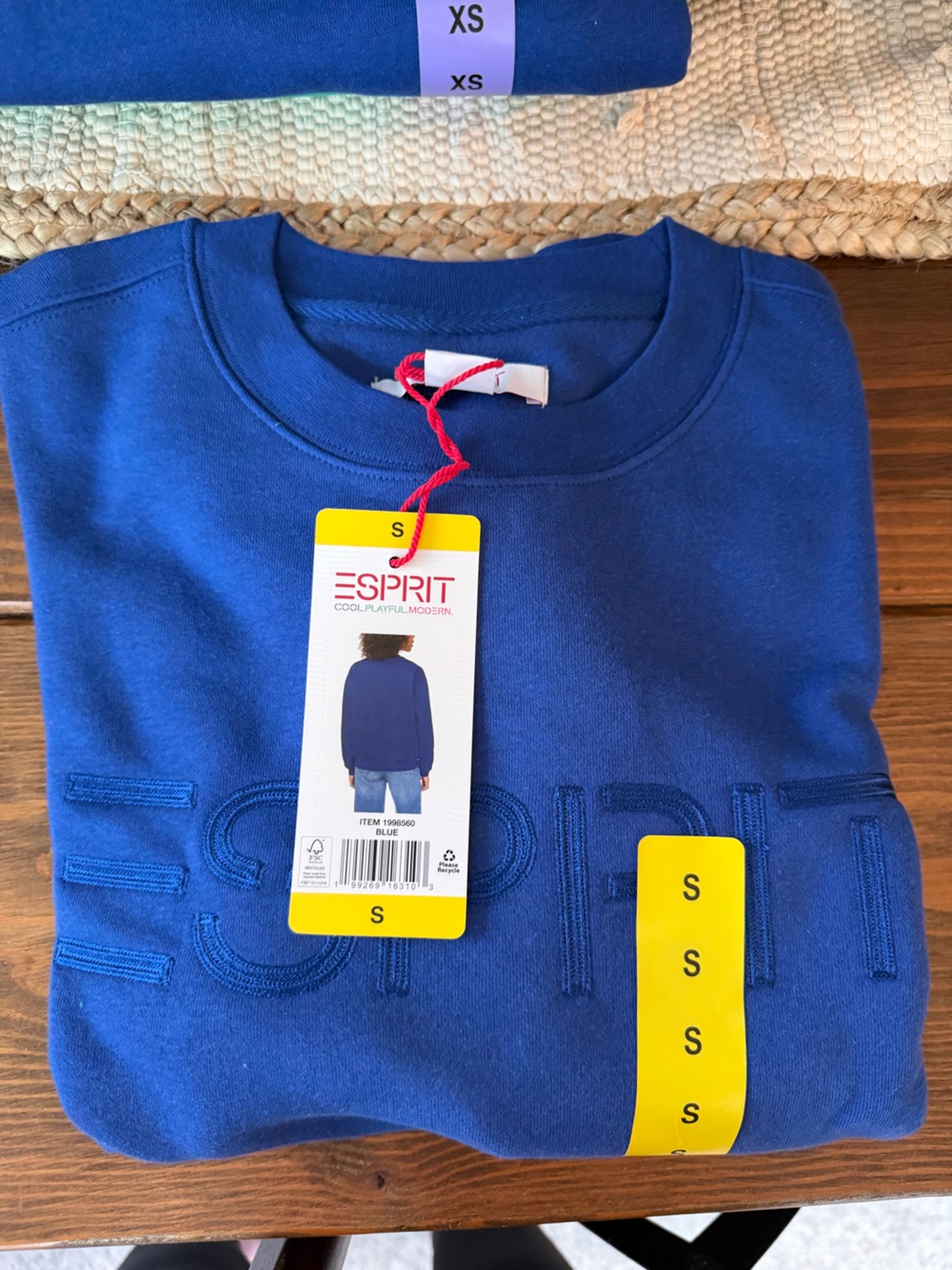 Esprit Royal Blue Embroidered Logo Crewneck Sweatshirt